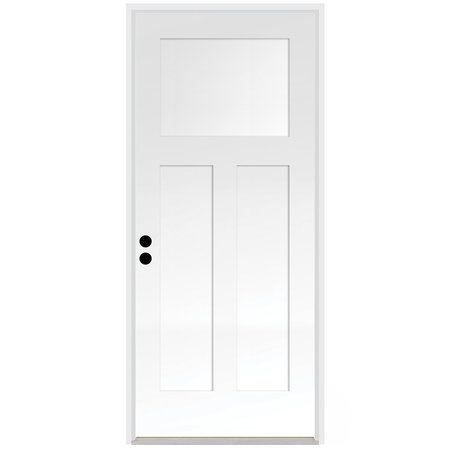 CODEL DOORS 36" x 96" Primed White Shaker Exterior Fiberglass Door 3080RHISPSF3PSHK691615M